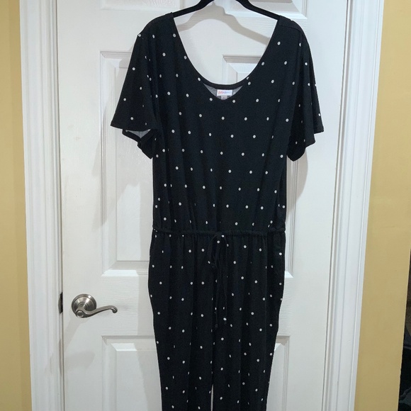 LuLaRoe Black and White Polka Dot Jumpsuit - Picture 1 of 8